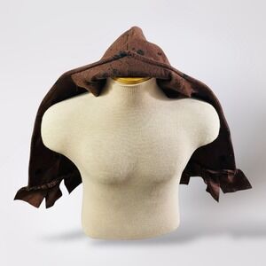 Hooded Capelet Brown Ruffled Edge Costume Cosplay Witch Pixie Festival‎